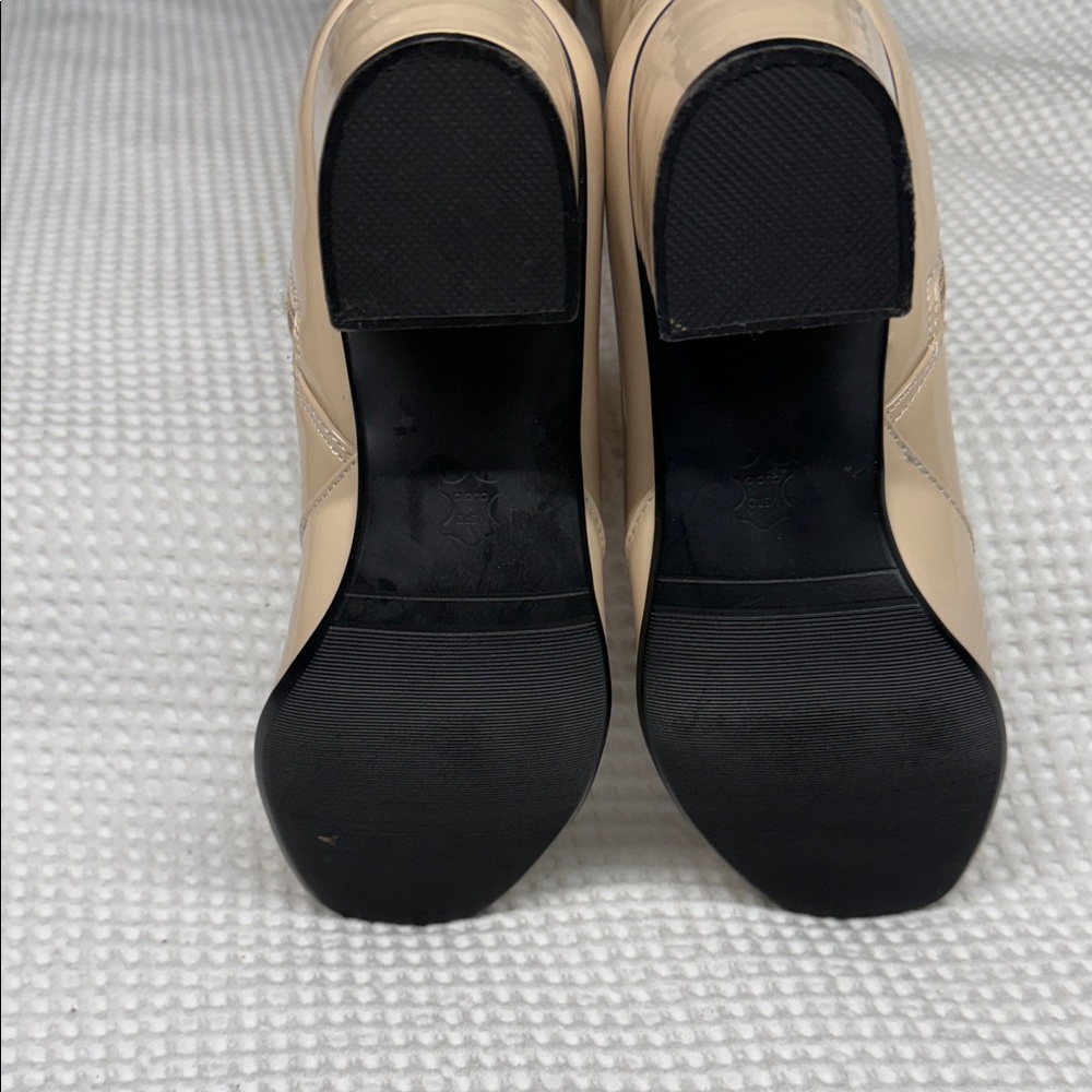 Source Unknown Beige Patent Knee-High Block Heel Boots - Picture 6 of 8